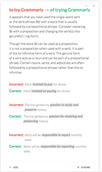 A suggeseted correction made by Grammarly